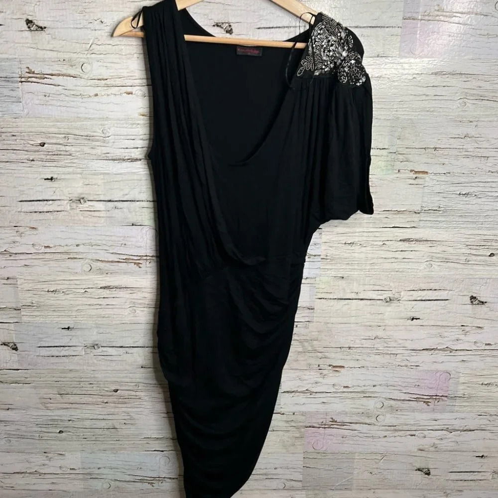 Miss selfridge dress black sparkly size medium ruffle